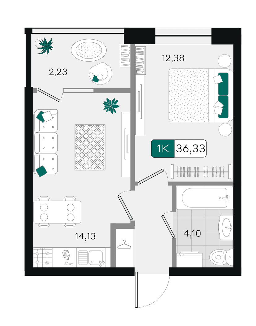 1-комнатная