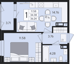 1-комнатная